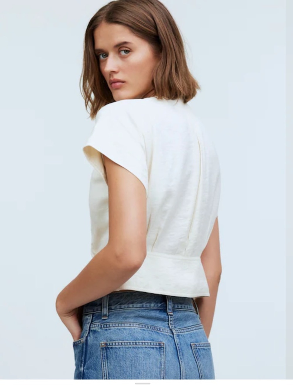 Madewell Pleated Boho Short Sleeve Blouse Top - Picture 2 of 7
